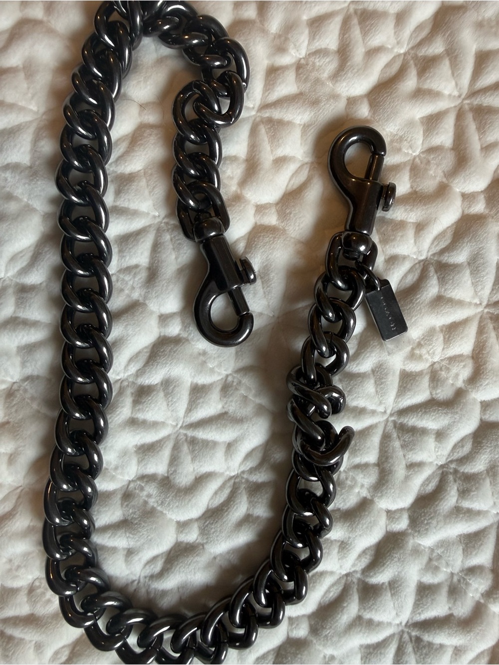 Coach Gunmetal Black Chain Key Leash